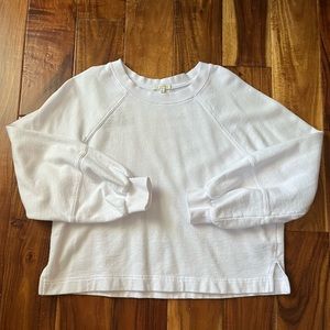Z Supply Cropped White French Terry Sweatshirt in Size S